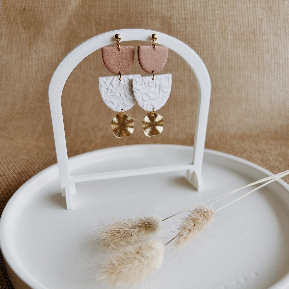 Clay Semi-Circle Dangle Earrings